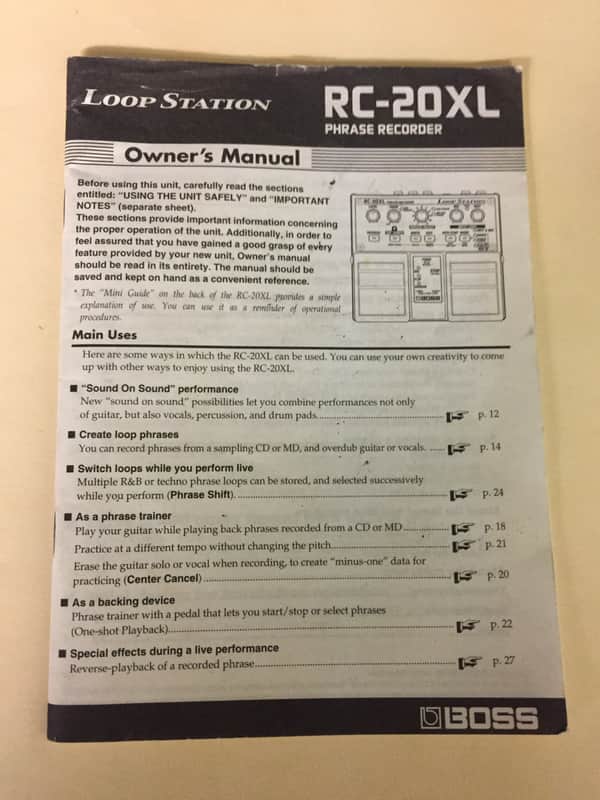 Boss RC-20XL Loop Station USER MANUAL image 1