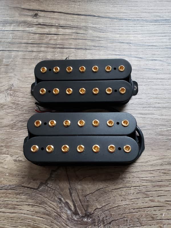 Schecter Custom Shop Brimstone 7 String Humbucker Set Black w/ Gold Bolts image 1