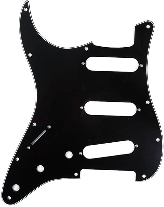 11 Hole Left Handed Strat Guitar Pickguard SSS Scratch Plate for USA/Mexican Fender Standard ST Stratocaster Standard Guitar Replacement, Glossy Black 3 Ply image 1