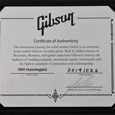Gibson Custom Shop Historic 1960 Hummingbird with Fixed Bridge from 2021 in Heritage Cherry Sunburst with original case image 12