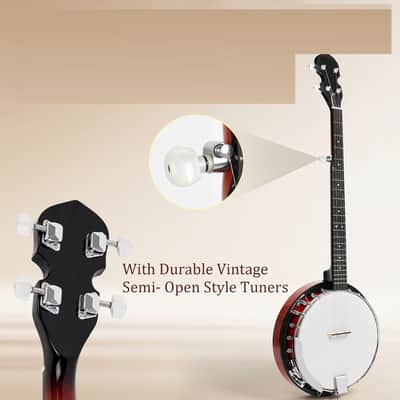 Banjo 5 String Banjos,Professional Full Size 38 Inch Open or Closed Back With Resonator, Bridge, Strings Pack, Finger Picks, Strap, Case, Tuner Accessories Set Gift Choice for Adults Beginner image 3