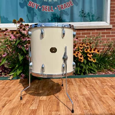 1970s Gretsch 16x16 Stop Sign Badge Floor Tom Drum White Nitron image 3