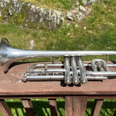 Antique C.G. Conn New Wonder LP Cornet ~1915-16 Silver Plate Engraved Bell w/ Original Case & Accessories image 17