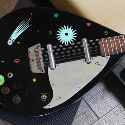 Danelectro Teardrop Bellzouki 7010 2 Pickup Electric Guitar Black Space + HSC image 2
