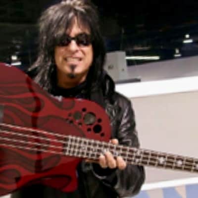Ovation Nikki Sixx NSB778 Signature Elite 4 String Acoustic Bass Guitar 2009 - Red Flame Top image 21