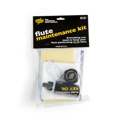 Flute Maintenance Kit: Flute Swab, Duster Brush, Slide Grease, Polish Cloth, Pure Formula Key Oil, HERCO® I.D. Tag, & Complete Care System Instructions image 1