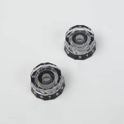 Set of 2 Lampshade Style Electric Guitar Knobs, Clear w/black