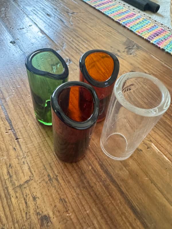 Rock Slide (multi pack major deal)Bundle Glass Guitar Slides - Medium Amber and Green image 1