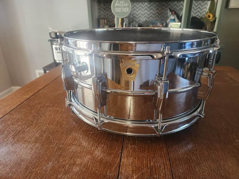 Ludwig LM411 Super-Sensitive (changed over to P85)6.5x14" 10-Lug Aluminum Snare Drum 1980's- Chrome-Plated image 1