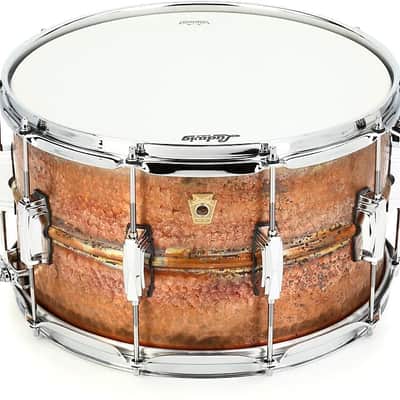 Ludwig LB508KR Raw Hammered Bronze Phonic 8x14" 10-Lug Snare Drum