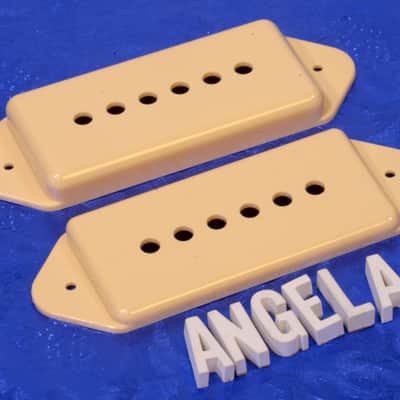 Lindy Fralin Cream Short And Tall Dog Ear P90 Pickup Cover Set For Hollow Body Guitars image 1