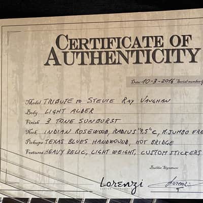 Lorenzi SRV SRV Tribute Stratocaster 2016 image 4