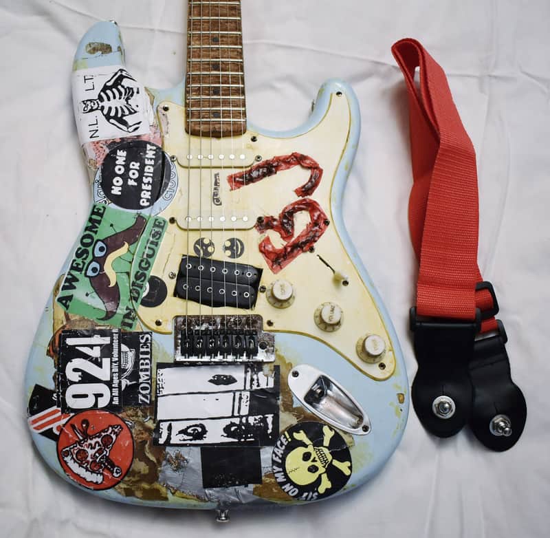 Billie Joe Armstrong Blue Electric Guitar BJ Replica Relic and Gig Bag Green Day image 1