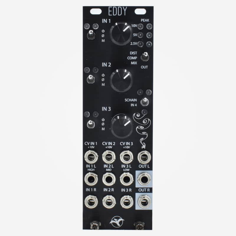 Schlappi Engineering EDDY (Black) Eurorack Triple Mixer VCA Distortion and Compression Module image 1