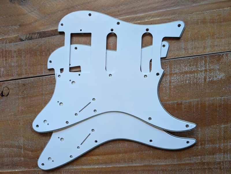 Unbranded Qty-2 Stratocaster 3-Ply HSS 12 Hole Guitar Pickguards White Un-Used image 1