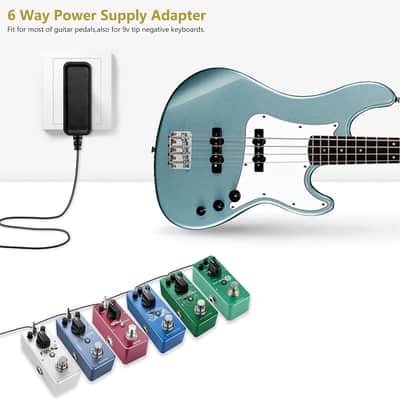 Guitar Pedal Power Supply Adapter 9V DC 1A(1000mA) with 6 Way Daisy Chain Cable for Effect Pedal Negative Tip image 4