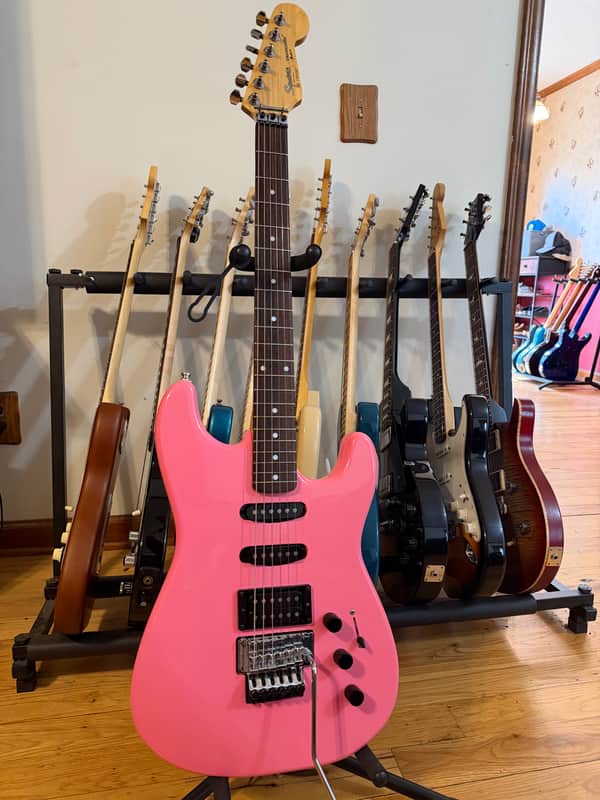 Squier Contemporary Stratocaster HSS with Floyd Rose 1989 - 1990 - Flash Pink image 1