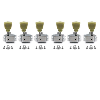 Vintage Guitar String Tuning Pegs Tuning Machines Tuning Keys Machines Heads Tuners Compatible with Les Paul LP SG Style Electric Guitar 3 Left 3 Right, Chrome with Tulip Button. image 8