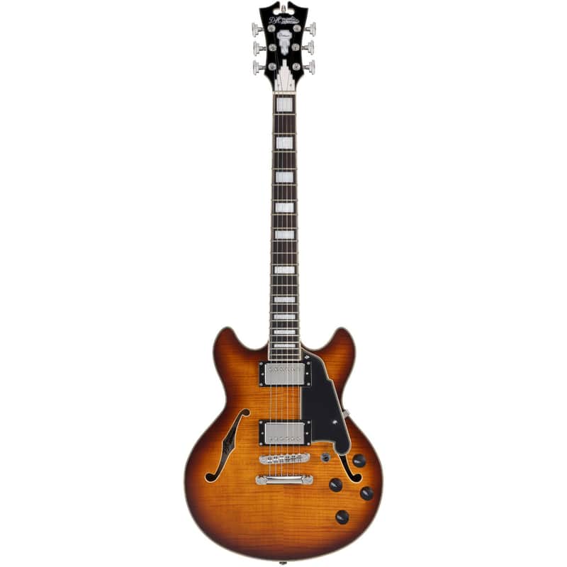D'Angelico Premier Mini DC Electric Guitar (Semi-Hollowbody - Dark Ice Tea Burst) image 1
