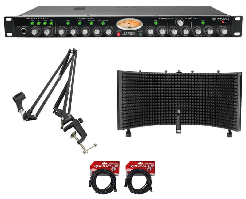 Presonus Studio Channel Recording Vacuum Tube Mic Preamp+Boom Arm+Shield+Cables image 1