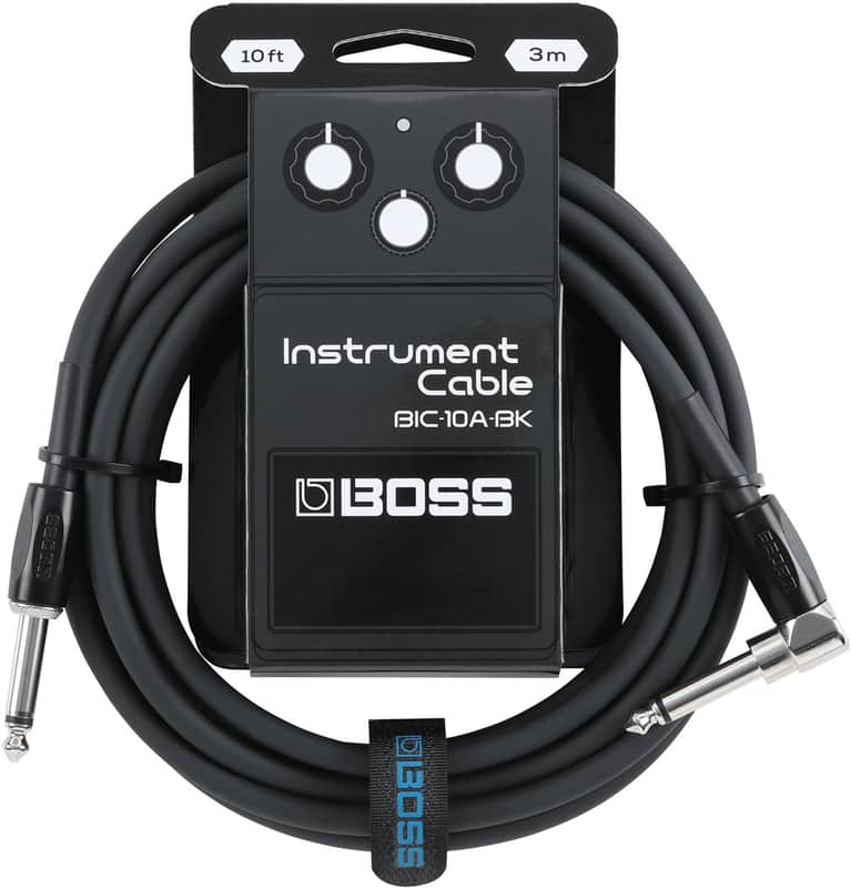BOSS 10 Foot Instrument Cable Black, Straight/Angled - Black image 1