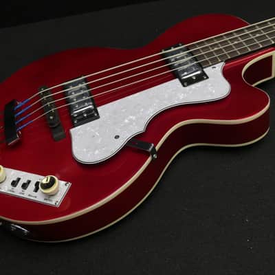 New Hofner Ignition PRO HI-CB-PE-RD RED Club bass guitar LTD Edition Tea Cup Knobs & Flats image 2