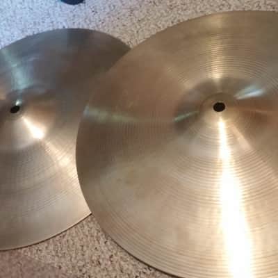 Sabian EARLY VINTAGE 14" PRE- AA Regular HI HAT CYMBALS 915 G / 1401 G / RARE BEAUTIFUL MATCHED PAIR image 9