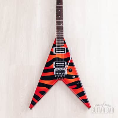 1980s Aria Pro II XX Deluxe Flying V Partscaster Orange With Black Zebra, Japan Matsumoku image 2
