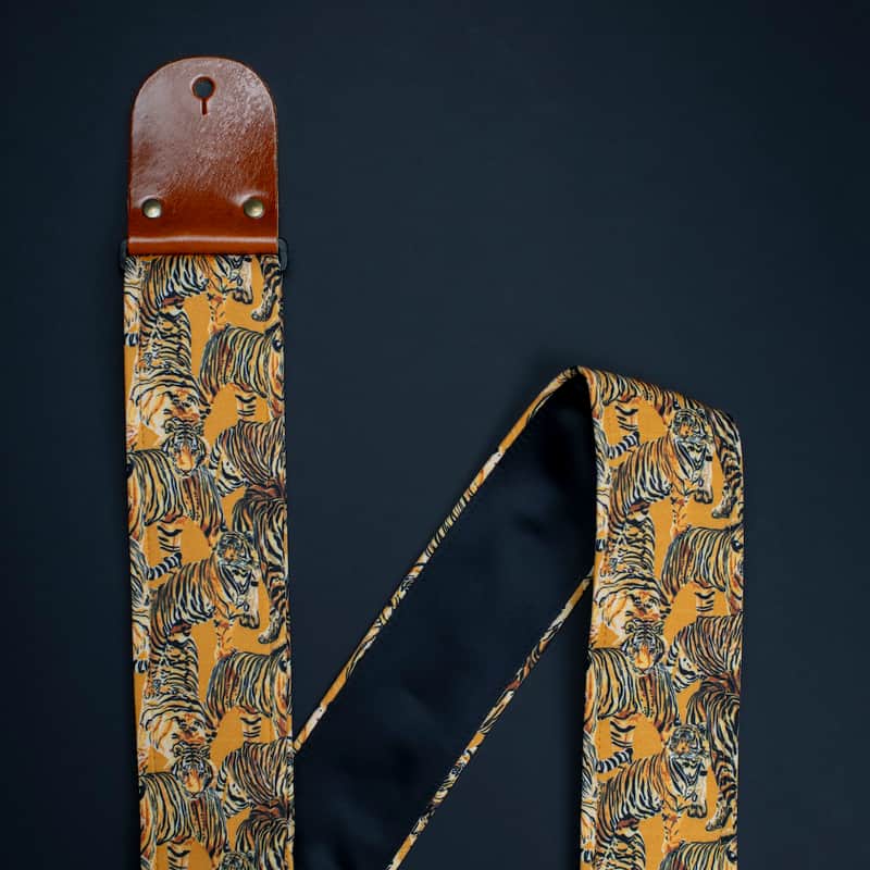 Mr.Strapsky Eye Of The Tiger Wide Guitar Strap with Italian Satin image 1