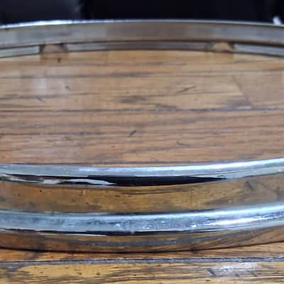 Vintage 1960-64 Ludwig 16" 8-Lug Chrome Over Brass (COB) Tom Hoops - Matching Pair - DEAD FLAT image 2