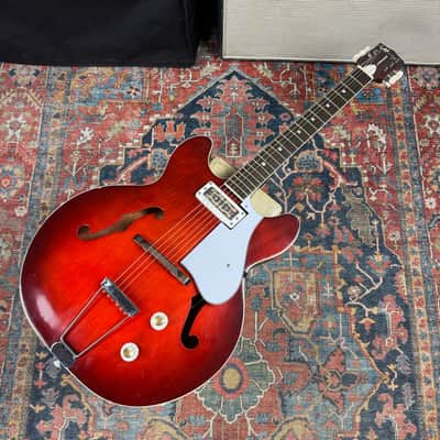1969 Harmony Rocket I Model H53-1 Red Burst Made in USA Hard Case - 1969 image 3