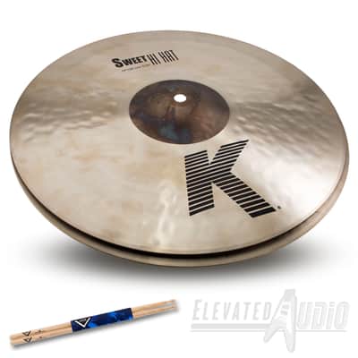 Zildjian 14" K Sweet Hi-Hat Cymbal Pair + FREE Vater Hickory Drum Sticks! Make Offer! CA's #1 Dealer image 1