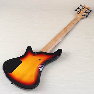 Sunburst 6 String Electric Bass, Solid Basswood Body, Maple Neck 24 Frets image 2