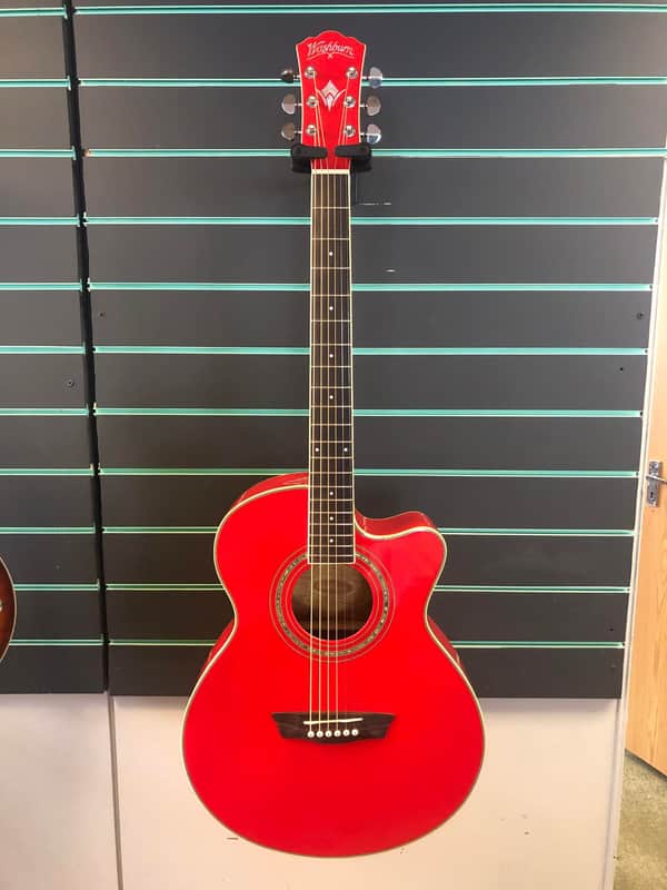 Washburn EA12/R Red 2015 Mini Jumbo Electro Acoustic Guitar | Reverb