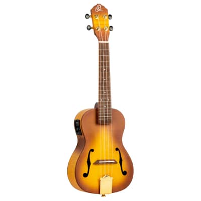 Ortega Custom Built Series Flamed Maple Arched Top Okoume Neck 4-String Concert Electric Ukulele w/Gig Bag image 2