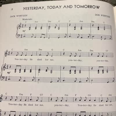 Vintage 1970s Yesterday, Today, And Tomorrow Songs by Don Wyrtzen Music Book -Used image 4