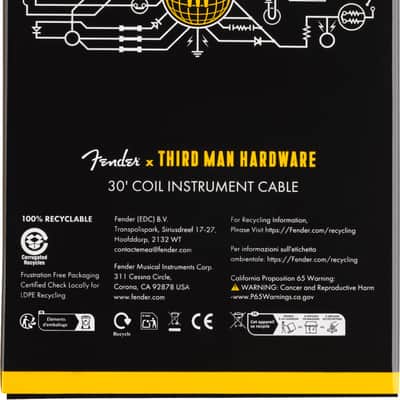 Fender 30' Coil Cable Fender x Third Man Hardware - Yellow image 3