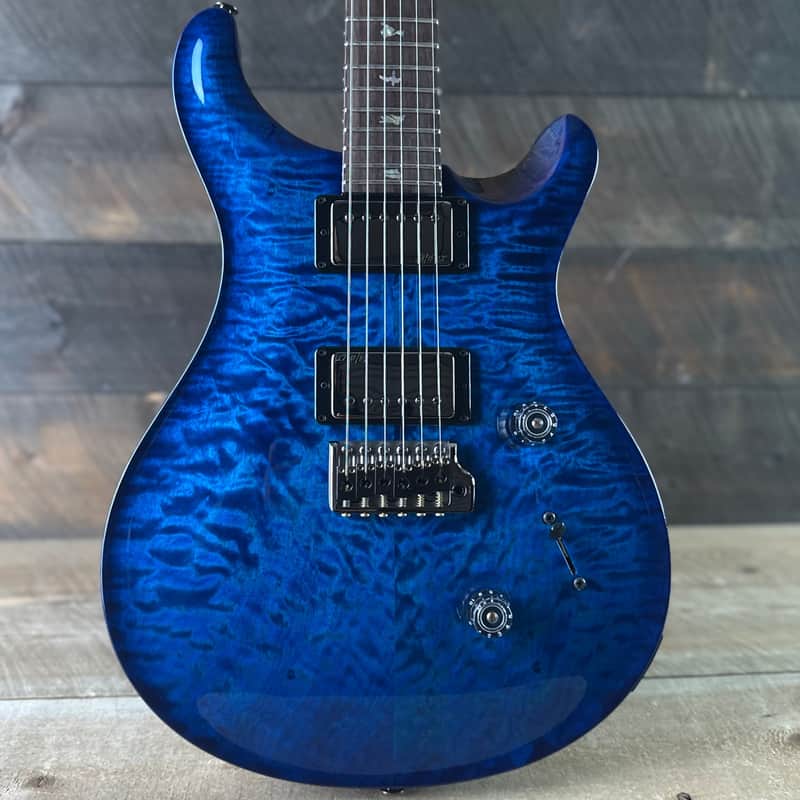 PRS Wood Library Custom 24 Quilt Top Brazilian Rosewood Fretboard - Aquamarine W/Blue Back 411448 image 1