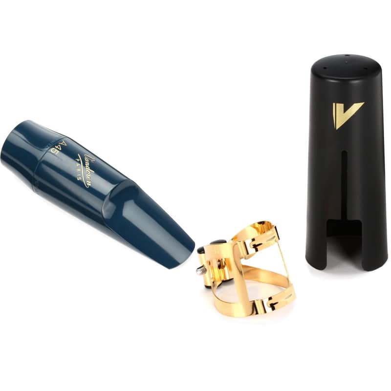 Vandoren SM602 Blue Jumbo JAVA Alto Saxophone Mouthpiece and Gilded Gold Ligature with Cap - A45 image 1