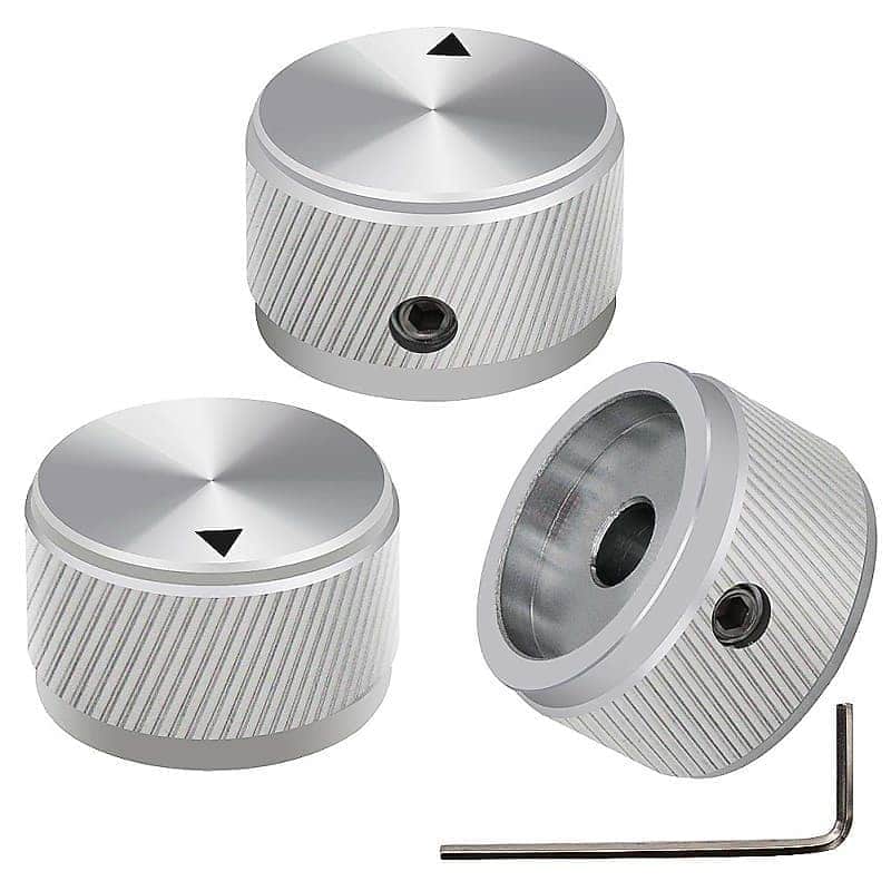 3pcs Silver Guitar Knobs Aluminum Alloy Potentiometer Control Knob Volume Audio Electric Guitar Bass Knob Screw Type 25 x 15.5mm image 1