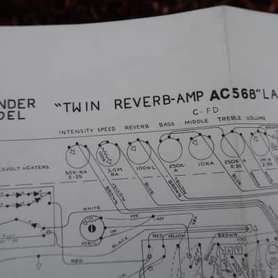 Fender Twin Reverb AC568 1968 Schematic Double Sided Original! image 2