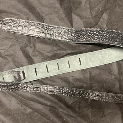 LM 2" faux Crocodile Alligator Texture Black Leather GUITAR strap NEW. image 1