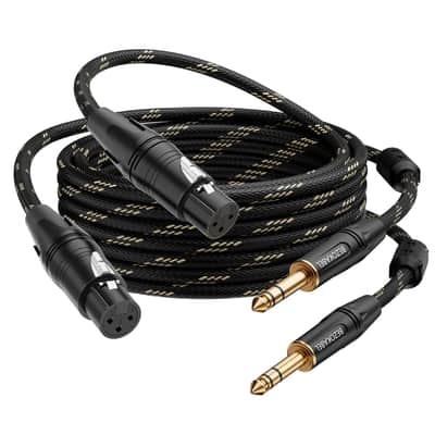 XLR to 1/4 Cable, XLR Female to 1/4 Cable 25FT 2Pack, TRS to XLR 1/4 inch (6.35mm) Cable, Quarter Inch to XLR Balanced Microphone Cable image 1