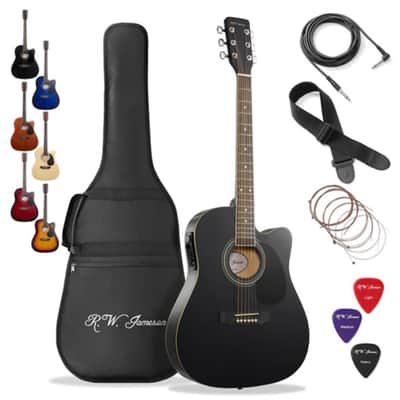 🎸Acoustic-Electric Guitar Black +Soft Case/Gig Bag +Tuner +Strap +Picks!🎸 image 11