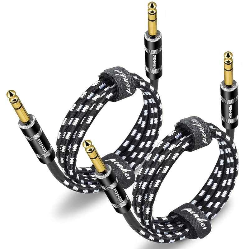 1/4 Inch Trs Cable,10Ft 2Pack Straight 6.35Mm Male Jack Stereo Audio Interconnect Cord,Balanced Stereo Audio Patch Cable,Black Cable image 1