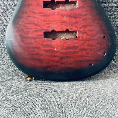 Quilted Maple Top Red Burst 4 String Basswood Bass Body image 3