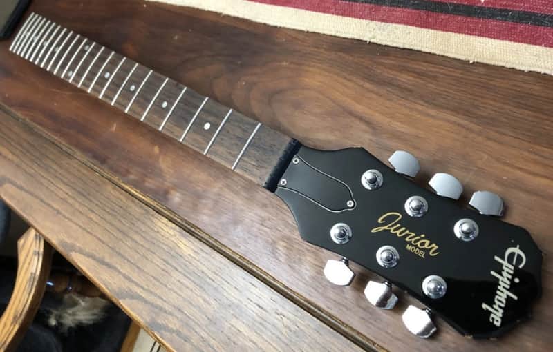 2004 Epiphone Les Paul Junior Electric Guitar Black Actual Loaded Neck image 1