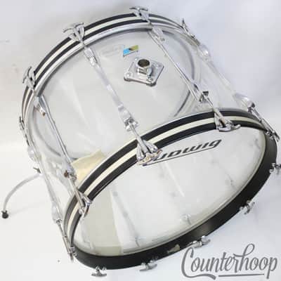 Ludwig 22x14"Vistalite Clear Bass Drum+Rare Mach Lugs Vintage 70s Blue/Olive USA image 1