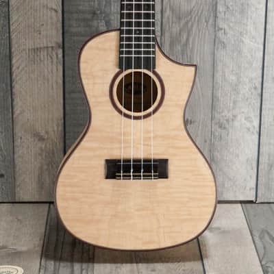 Kala KA-ASFM-C-C All Solid 'Flamed Maple' Electro Cutaway Concert Ukulele, Satin image 6