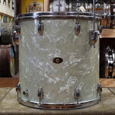 1960s Slingerland Gene Krupa Deluxe Outfit in White Marine Pearl 14x20 9x13 16x16 image 8